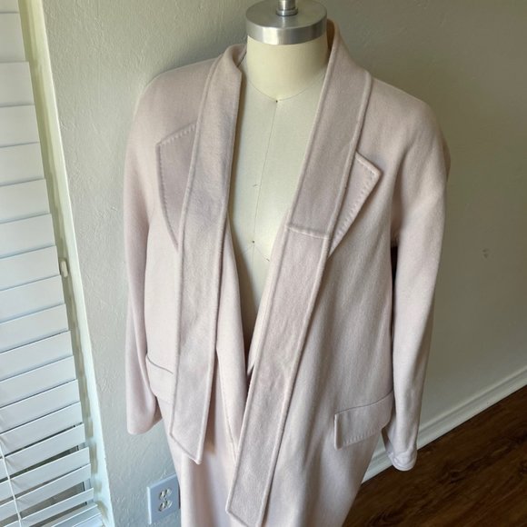 MaxMara Short Coat Light Pink 100% Cashmere Made in Italy Belted Size 12 - Picture 9 of 13